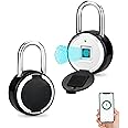 Fingerprint Padlock, Rechargeable USB Keyless Door Smart Lock, IP55 Waterproof Bluetooth APP Fingerprint Locker, Biometric Thumbprint Smart Lock, for Gym, Office, Luggage, Suitcase, Backpack