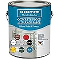 T A Paints Ltd 5L Heavy Duty Concrete Floor & Garage Paint 3 in 1 Primer Sealer Protects Industrial Factory 1K Polyurethane Coating (Gloss Tile Brick Red)