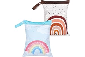 Moocuca 2 Stück Nasstaschen, Wasserdichter Wetbag Organiser, Wiederverwendbare Windeltasche, Wet Bag Kindergarten Großer, Wickeltasche für Reisen, Fitnessstudio, Strand