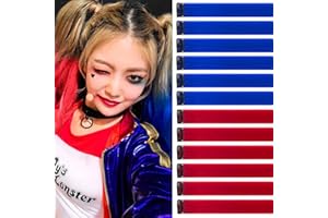 JOOCEEBABY Extension Capelli Colorati Con Clip Rosso/Blu zaffiro 12 pezzi 22 pollici Lungo Dritto Sintetiche Resistenti al Calore per Bambini Ragazze Donne Festival Feste Halloween Cosplay