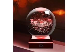 ALEENFOON Sistema Solar Bola de cristal de planetas 3D con base LED multicolor regalos de astronomía para niños (Astronomy)