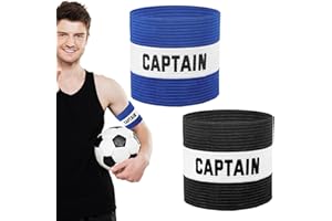 AEAOCVO 2Pcs Captain Arm Bands for Soccer, Unisex Elastic Captain Armband Adjustable for Team Training, Black and Blue