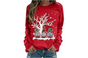 GENERISCH Weihnachtspullover Damen 2024 Weihnachtspullover Damen Lustig Pullover Weihnachten Damen Weihnachtspulli Merry Christmas Sweatshirt Basic Rundhals Langarmshirt Weihnachtsmotiv Weihnachtskleidung