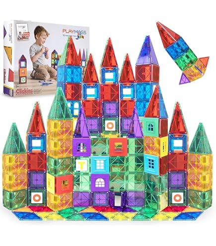 Playmags 20-teiliges Zug Set - Magnetbausteine Mit 4 Autos & 16 Toren, Stärkere Magnete, Ab 3 Jahren