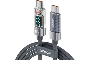 toocki Kabel USB C na USB C, 100 W, 2 m, szybkie ładowanie, z wyświetlaczem LED, nylonowy kabel USB C PD QC5.0 do iPhone’a 16/16 Pro / 16 Pro Max, MacBooka Pro/Air, iPada Pro/Air, Galaxy S24/S23