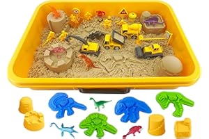 BALOBOO Dinosaur Toys for 3 4 5 6 7 8 Year Olds Boys Girls Toddlers Sensory Toys for Autism Children Tuff Tray with Lid Play Vehicles Magic Sand Construction Set Creativity Fine Motor Skills Christmas Gifts