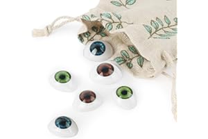 Vollence 3 Pares de 3 Colores ovales Planos Huecos de plástico Ojos marioneta muñeca Oso Artesanal Ojos Globos oculares máscara Haciendo Suministros de Bricolaje