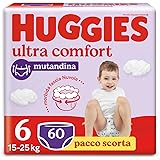 Huggies Ultra Comfort Pannolino Mutandina, Taglia 6 (15-25 Kg), Confezione da 60 Pannolini (30x2)