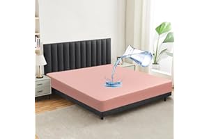 ‎MAFUDOXI mafudoxi Wasserdichter Matratzenschoner 90x200 cm Spannbettlaken, Atmungsaktiv Matratzenauflage Bettlaken, Hochwertige Spannbetttücher, Inkontinenzunterlage Waschbar bei 60° - Rosa