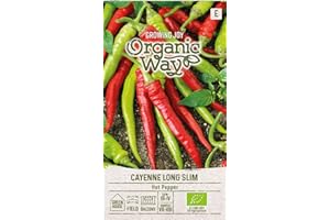 Organic Way | Semillas de PIMIENTO LARGO DELGADO DE CAYENA | Semillas de Hortalizas | semillas de pimiento | semillas de jardín | Variedad Temprana Picante | 1 paquete