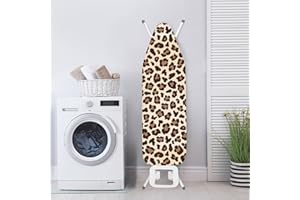 Poceacles Housse de planche à repasser standard avec bord élastique et fermetures Velcro en tissu résistant aux brûlures et aux taches, motif léopard marron, taille S