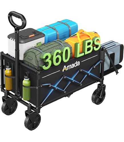 Chariot De Transport Pliable 120L - Capacité 100 Kg - Roues Tout-terrain Et Poignée Réglable - Gris - 11