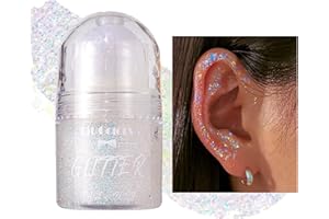 EONFAVE Roll-on Body Glitter Gel, Mermaid Pailletten Glitzer Gesicht, Liquid Festival Accessoires, Glitzer Face Paint Holographic Hair Glitter Gel, Shimmer Makeup (01Regenbogen 1Stück)