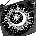 PRESSINART Tapis de Plateau Tournant Moon Sun Black 12 Pouce pour Tourne Disque Mat Antistatique Anti Dérapant Réduisant Le Bruit Audio et Les Vibrations Feutre Slipmat pour Améliorer la Qualité