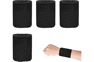 KELTRA 4 Pcs Sweat Bands Wristbands,Sweats Wrist Band Men Sweatband Wristband Black Athletic Elastic Cotton Strip Bracelet Soft Protect Sweat-Absorbing,for Mens Womens Tennis Running Basketball Gymnastics