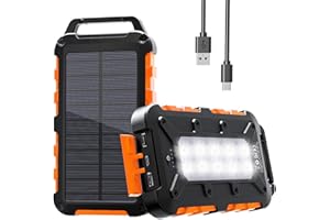 WOWMVP Solar Powerbank 26800 mAh, PD15W Tragbare USB C Solar Ladegerät mit 3 Ausgänge 2 Eingänge, Wasserdichtem Power Bank Solarpanel Outdoor Kompatibel für Smartphones, Tablets und mehr