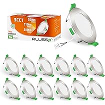 ALUSSO LED Einbaustrahler Ultra Flach 7W 230V, Dimmbar LED Deckenspots 580lm 30mm Einbautiefe, Warmweiß 3000K Neutralweiß 4000K Kaltweiß 6500K Einbauleuchten IP44 für Badezimmer Wohnzimmer, 6er Set