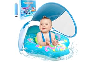 BUKBAS Baby Swimming Float, Inflatable Baby Pool Float with Safety Seat, Unicorn Baby Swimming Ring Fun Water Toys Bathing Accessories for Age 3-12 Months Babies Toddlers Kids Infant