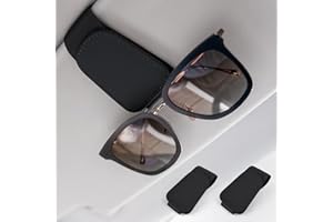 Simket Porta Occhiali Auto, Universale Porta Occhiali per Auto, Magnetico Clip per Occhiali da Auto, Portaocchiali Auto in Pelle Clip, Clip Porta Occhiali da Sole per Auto - 2 Pezzi