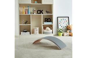 Montessorikid® Balance Board mit Fingerschutz "WIGGO+" / Fingersicheres Wackelbrett mit Fingerschutz und angeklebtem Filz in 4 Farben ohne Lackierung (Platingrau)