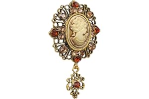 TENDYCOCO Brosche Vintage Cameo Broschen Kristall Weihnachtsgeschenk Brosche für Frauen (Gold)