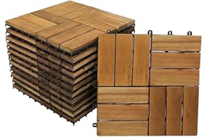 SAM Terrassenfliese 02 Akazien-Holz, 22er Spar-Set für 2m², 30x30cm, Bodenbelag, Drainage, Garten Klick-Fliese