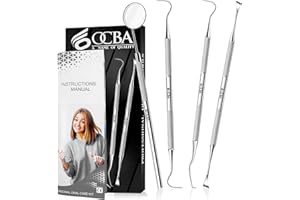 ‎OCBA OCBA Zahnarzt Instrumente Zahnpflege Set 4Pcs Dental Kit Edelstahl Zähne Kit Professionelle Zahnsonde Zahnhygiene Tools Mundspiegel Zahnstein Schaber