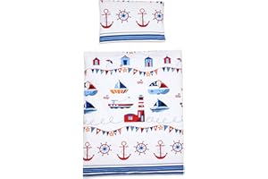 Baby Comfort 2 Piece Duvet Cover & Pillowcase Bedding Set 150x120 cm for Toddler Junior Cot Bed (Marina)