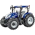 New Holland T6.180 Blue Power Tractor Toy, Farm Toys for Children, New Holland Tractor Toy Compatible with 1:32 Scale Farm Animals and Toys, Suitable for Collectors & Children from 3 Years