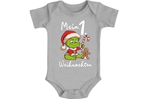 MoonWorks® Baby Body Mein 1. Weihnachten Rentier Grinch Lustig Weihnachtsoutfit Spruch Bio-Baumwolle Jungen & Mädchen