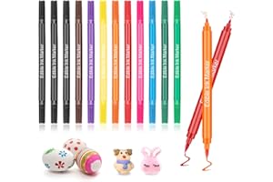 ARYUTH 12 Stück Lebensmittelfarbe Stift, Lebensmittel Farbstifte Backen, Lebensmittel Filzstifte mit Feiner und Dicker Spitze, Schreiben Essbarer Stift für Kuchen, Fondant, Kekse, Ostereier, Macaron
