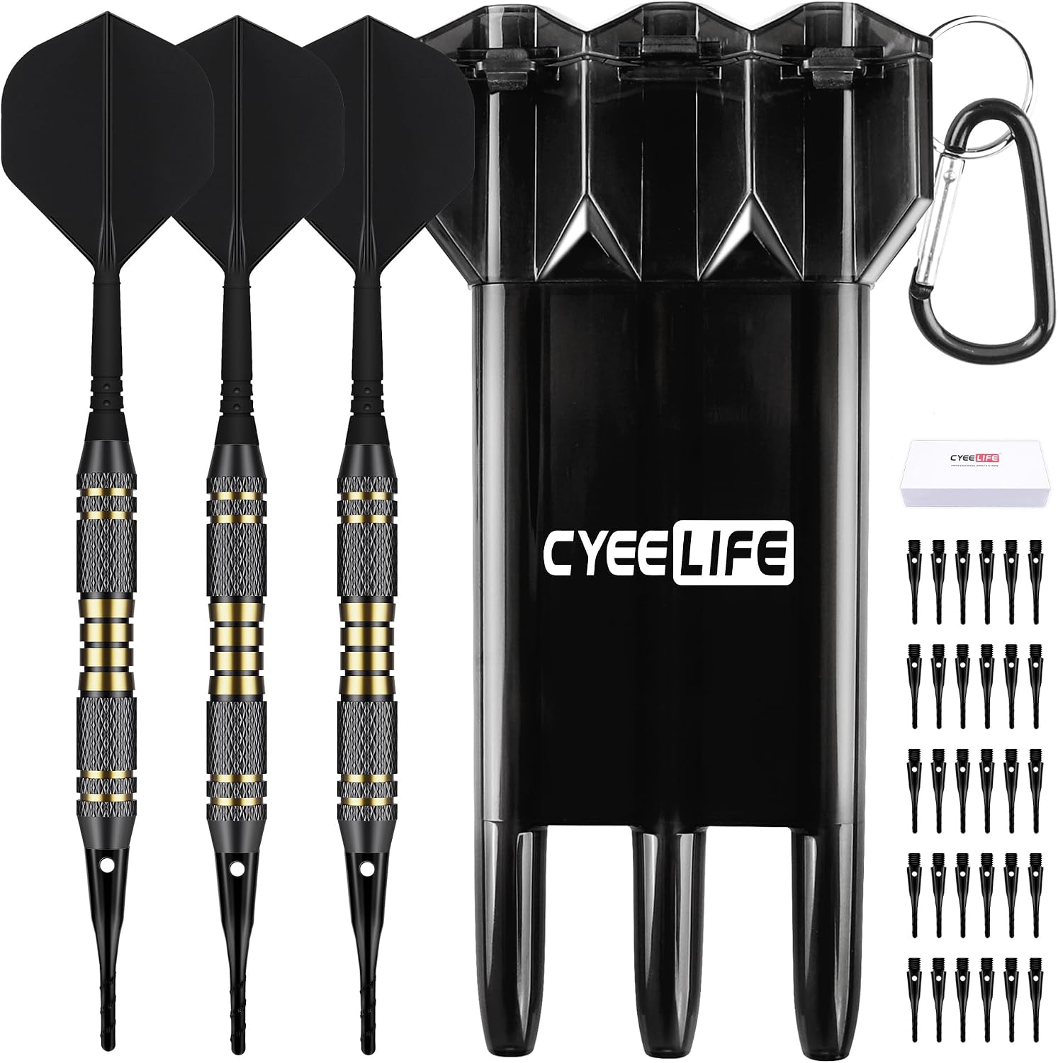 CyeeLife 3 Dardos para Diana Electrónica, Dardos Punta de Plastico con 30 Puntas de Dardos y Caja de Regalo,Set de Dardos (18 Gramos)