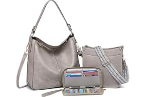 BAVERGE Sacs à main pour femmes Bandoulière 3PCS Ensemble de grands sacs à bandoulière en cuir avec portefeuille pour femmes 2 sangles réglables