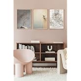 Duvar Panosu Seti &Ccedil;er&ccedil;eveli Ahşap Wabi-Sabi Doğal Taş Katmanlı - 3'l&uuml; Takım Salon Tablosu