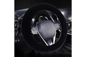 TSLBW 38 cm Fluffy Steering Wheel Cover, Universal Soft Furry Car Steering Wheel Cover, Winter Warm Car Decoration for Women&Car Lovers for Car, Truck, SUV (Black)