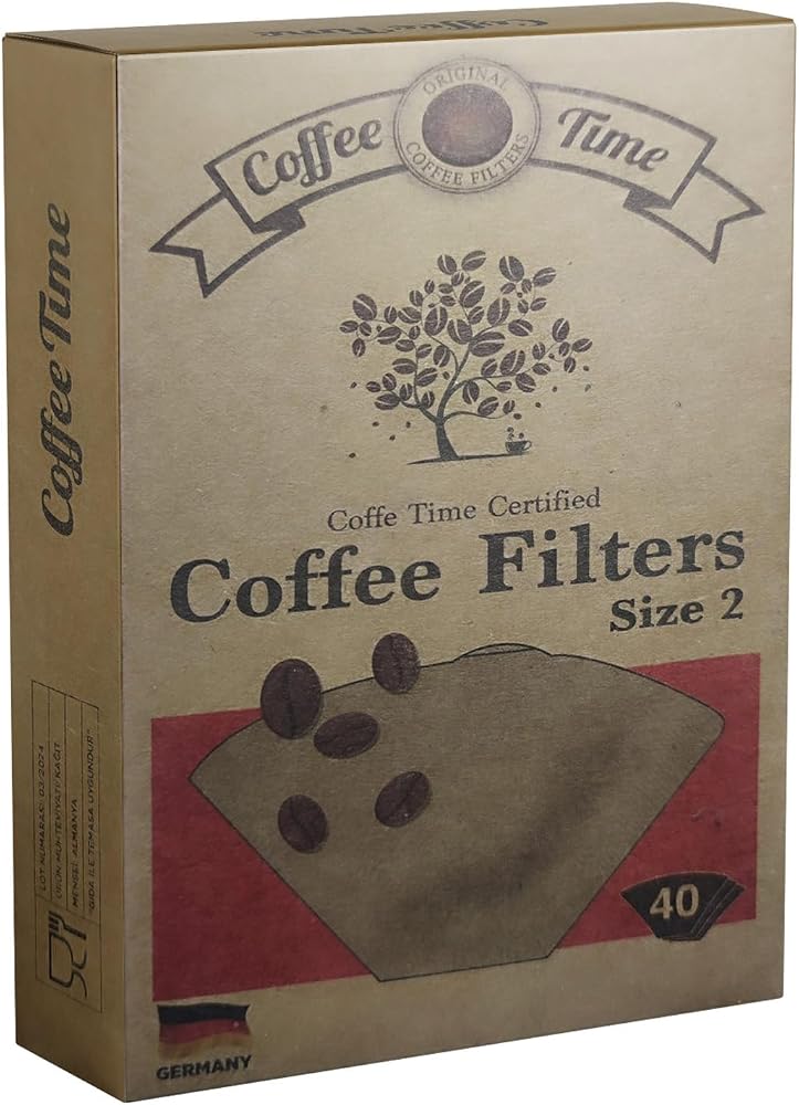 Coffee Time Sertifikalı Filtre Kahve Kağıdı Coffee Filters 1/2 2 Numara 40'lı Paket