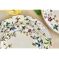 GOLDEN QUEEN'S Snack Plates Set - Pack of 4 | Perfect for Small Bites, Desserts, Appetizers, Salads, Tapas, Cheese Boards | 7 inches Wide | Microwave Safe - Summer Bloom,Bone China,Multicolour