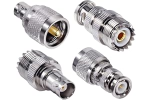 TUOLNK BNC to UHF Adapter Kit UHF to BNC Male to Female RF Coax Connector Kit for CB Radio/Extension Cable BNC PL259 SO239 Adapter Kit 4 Set