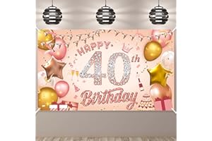 Pinenuts Rose Gold 40th Birthday Banner, Polyester Fabric, 110 x 180 cm (40th)
