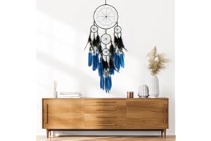 PCXWTLN Dream Catcher for Girls Boys, 70CM (27.5inch) Wall Hanging Dreamcatcher, Gift Handmade Craft, Bedroom Decorations for Home Party Nursery Decor (Blue)