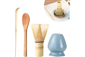DUBUOZA 4 Piezas Batidor Bambu te Matcha,Batidor de Matcha,Accesorio para la Ceremonia Japonesa del Matcha,Herramientas Tradicionales de Fabricación de té, Utensilios de té Ideales (Azul)