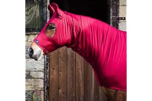 Snuggy Hoods Ltd Shiny Show Hood - Stretch Lycra Horse Hood - 3 Colours - 8 Sizes (Burgundy, M - Pull On)
