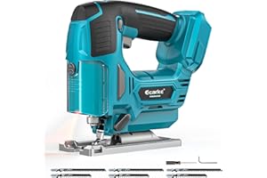 Ecarke Bezprzewodowa wyrzynarka 850 W z laserem, kompatybilna z akumulatorami Makita 18 V, 3000 obr./min, cięcie ukośne 0-45°, 3 tryby wahadła, regulowana prędkość, 6 brzeszczotów w zestawie do drewna