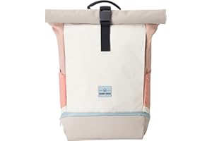 JOHNNY URBAN Mochila Enrollable Mujer Beis Rosa - Allen Medium - Bolso para Viaje, Universidad, Trabajo - Compartimento para Portátil - Repelente al Agua