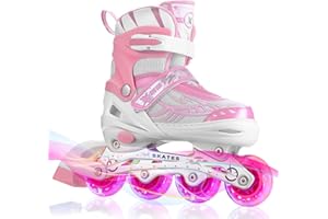 ‎HIKOLE Hikole verstellbare Inline-Skates für Kinder, Kinder mit Kindern Inline-Skates mit Allen leuchtenden Rädern Inline-Skates Klingen für Anfänger Jungen Mädchen Herren Damen
