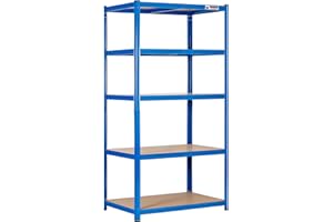 Rhino Racking - 5 Tier Heavy-Duty Industrial Storage Shelves - Blue - 180x90x60cm