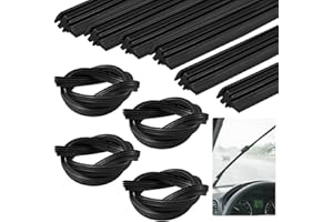 VGECEE 10 Pcs Caoutchouc Essuie Glace 800mm, Remplacement d'Essuie-Glace Universel, Lame de Rechange pour Essuie-Glace Désossé, Bande Essuie Glace Découpable, pour Pare-Brise Véhicules Camion, Noir