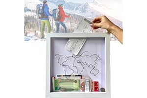 WINNSELL Adventure Archive Box - Large Size Travel Memory Storage Box with Shadow Frame and Ticket Slot (30x30cm)