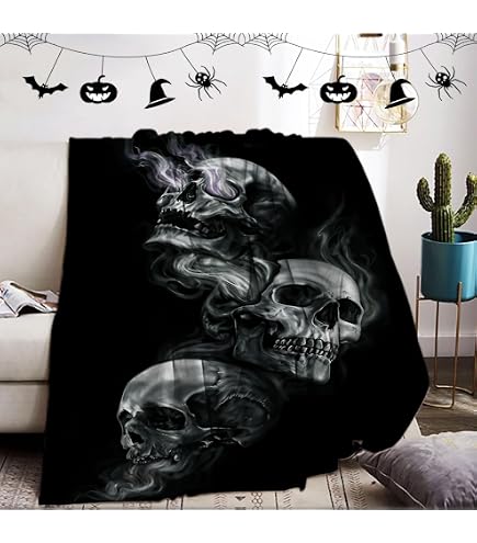 Yiyhuxf Halloween-Decke – Kuscheliges Flanell-Fleece Mit Geistern, Hexen & Kürbissen