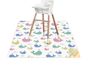 QHYDZ High Chair Splash Floor Mat, 51″Waterproof Washable Anti Slip Splash Mat with No Layering Design, Baby Mess Mat for Art/Crafts/Painting/Playtime, Table Cloth and Picnic Mat
